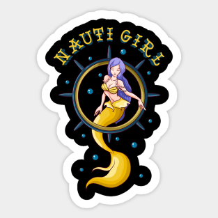 Nauti Girl Naughty Mermaid Nautical Pun Sticker